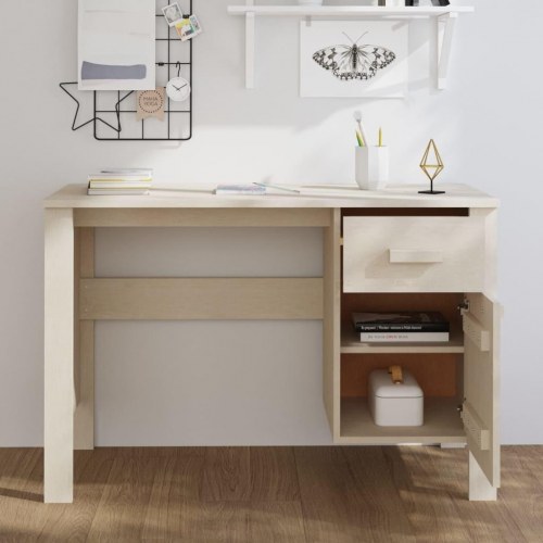 Skrivebord HAMAR 113x50x75 cm fyrretræ honningbrun