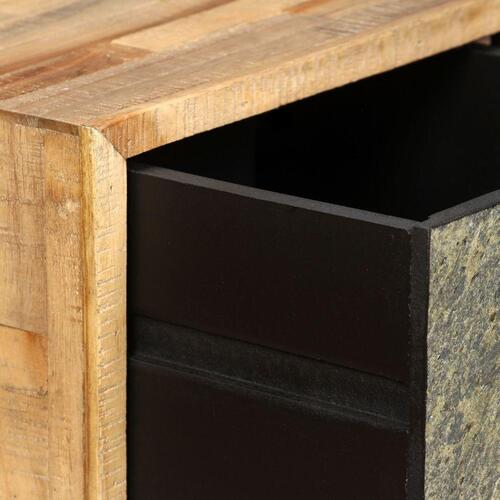 Sofabord massivt genbrugsteak 90 x 65 x 40 cm
