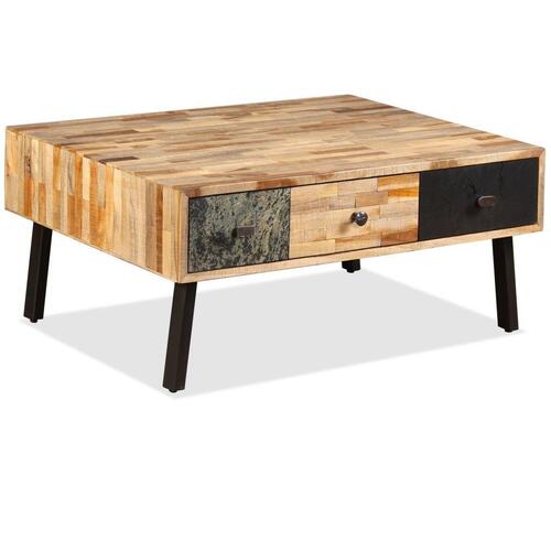Sofabord massivt genbrugsteak 90 x 65 x 40 cm