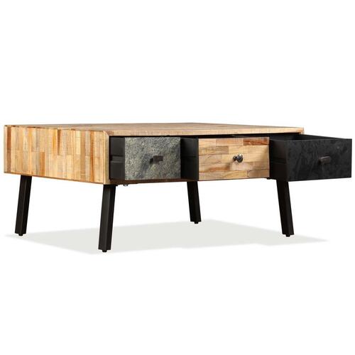 Sofabord massivt genbrugsteak 90 x 65 x 40 cm