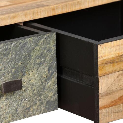 Sofabord massivt genbrugsteak 90 x 65 x 40 cm