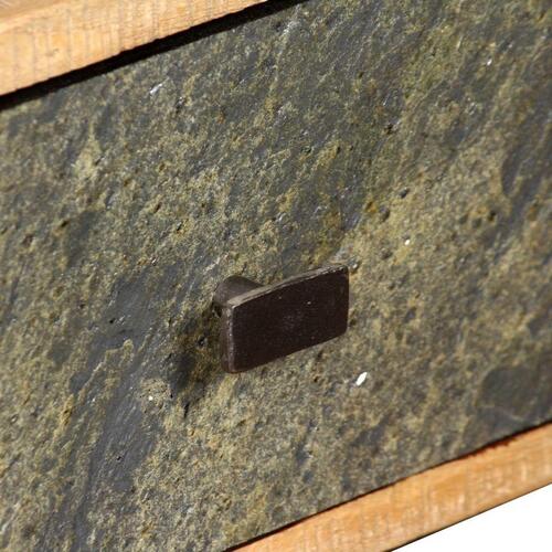 Sofabord massivt genbrugsteak 90 x 65 x 40 cm