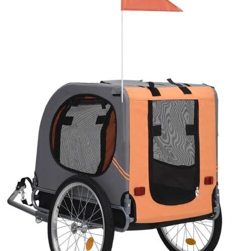 Cykelanhænger til hund orange og grå