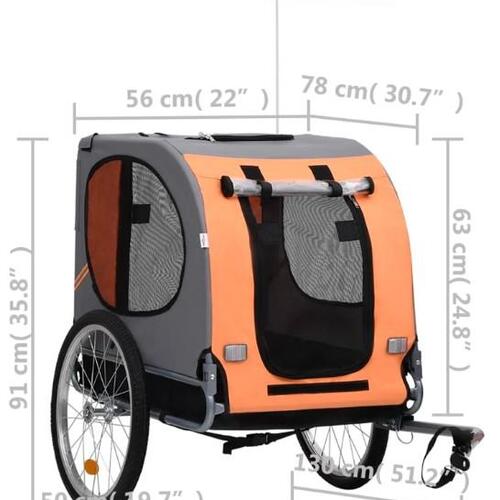 Cykelanhænger til hund orange og grå