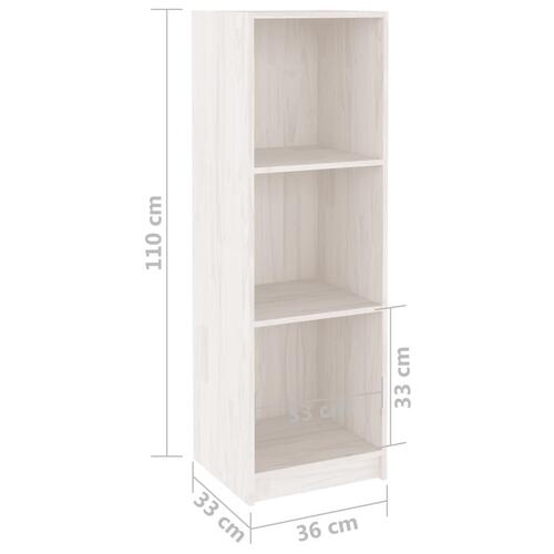 Bogreol/rumdeler 36x33x110 cm massivt fyrretræ hvid