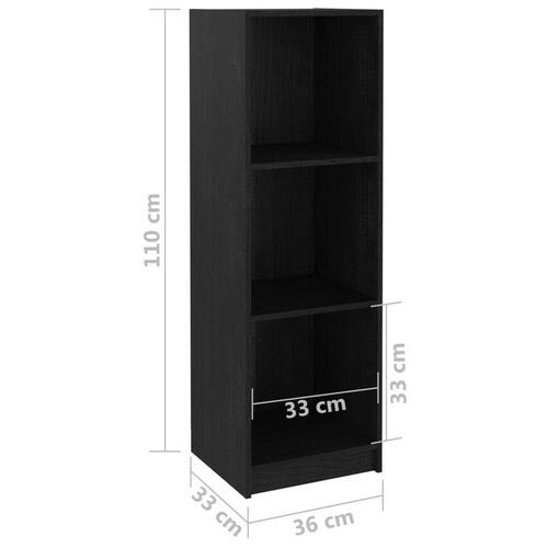 Bogreol/rumdeler 36x33x110 cm massivt fyrretræ sort