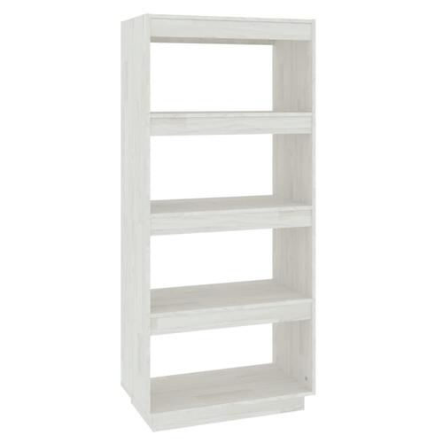 Bogreol/rumdeler 60x35x135 cm massivt fyrretræ hvid