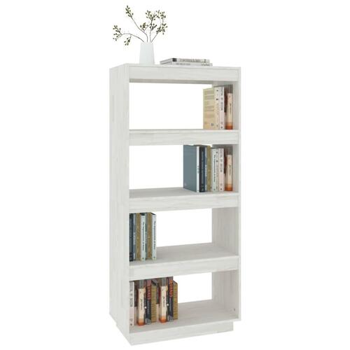 Bogreol/rumdeler 60x35x135 cm massivt fyrretræ hvid
