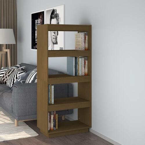 Bogreol/rumdeler 60x35x135 cm massivt fyrretræ gyldenbrun