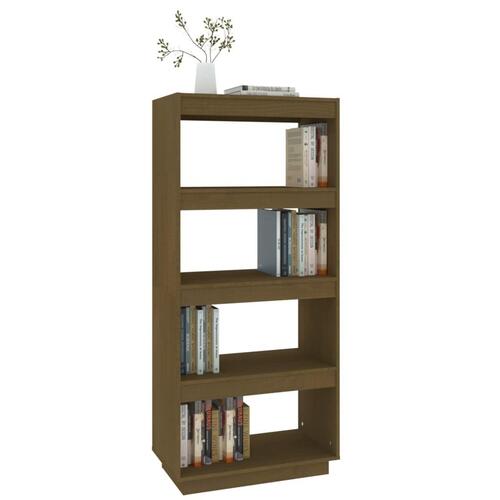 Bogreol/rumdeler 60x35x135 cm massivt fyrretræ gyldenbrun