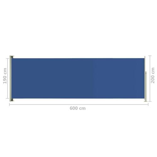 Sammenrullelig sidemarkise til terrassen 200x600 cm blå