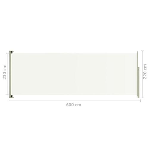 Sammenrullelig sidemarkise til terrassen 220x600 cm cremefarvet