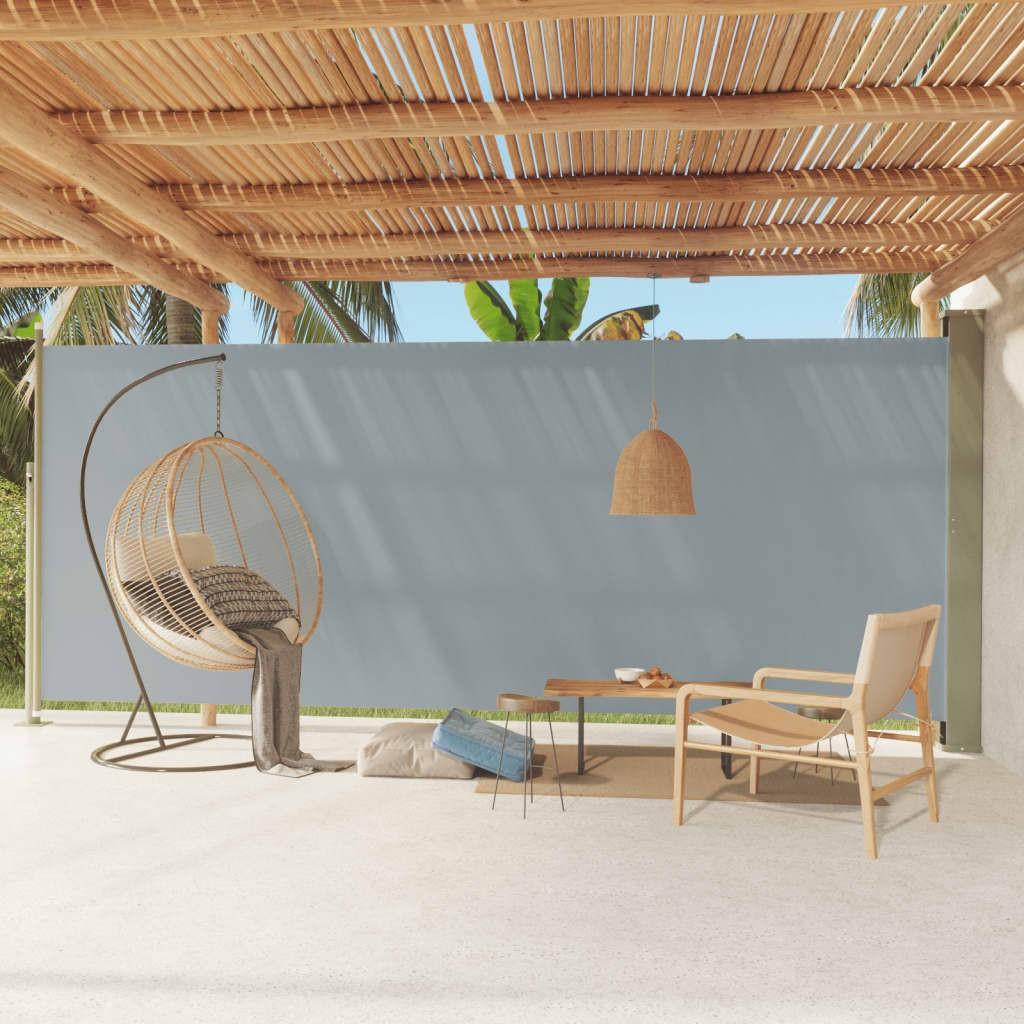 Sammenrullelig sidemarkise til terrassen 220x600 cm grå