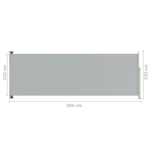 Sammenrullelig sidemarkise til terrassen 220x600 cm grå