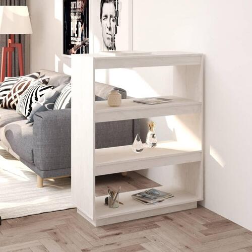 Bogreol/rumdeler 80x35x103 cm massivt fyrretræ hvid