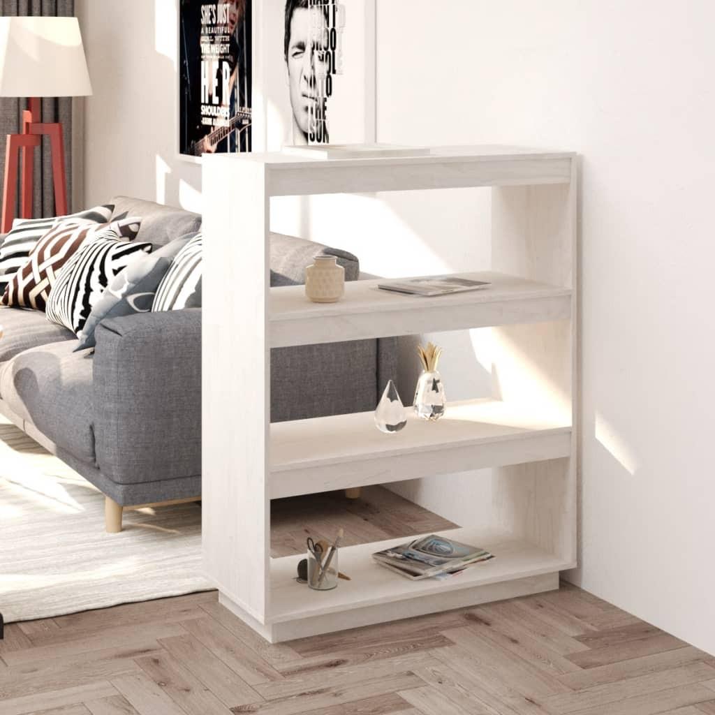 Bogreol/rumdeler 80x35x103 cm massivt fyrretræ hvid