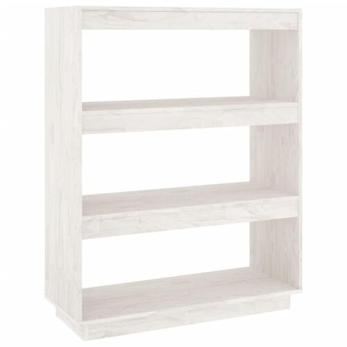 Bogreol/rumdeler 80x35x103 cm massivt fyrretræ hvid