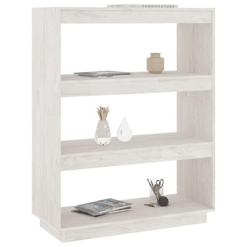 Bogreol/rumdeler 80x35x103 cm massivt fyrretræ hvid