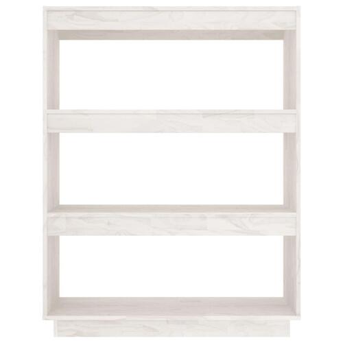 Bogreol/rumdeler 80x35x103 cm massivt fyrretræ hvid