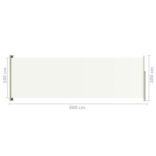 Sammenrullelig sidemarkise til terrassen 200x600 cm cremefarvet