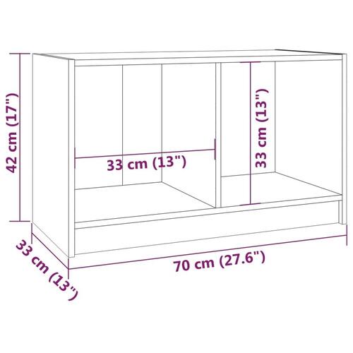 Tv-bord 70x33x42 cm massivt fyrretræ hvid