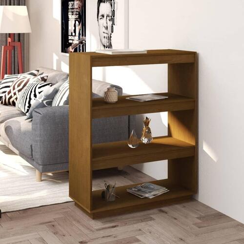 Bogreol/rumdeler 80x35x103 cm massivt fyrretræ gyldenbrun
