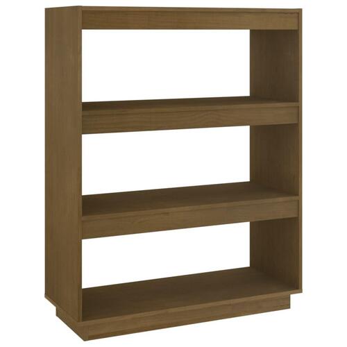 Bogreol/rumdeler 80x35x103 cm massivt fyrretræ gyldenbrun