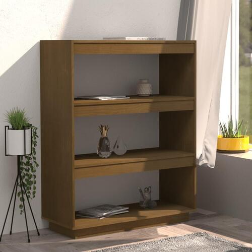 Bogreol/rumdeler 80x35x103 cm massivt fyrretræ gyldenbrun
