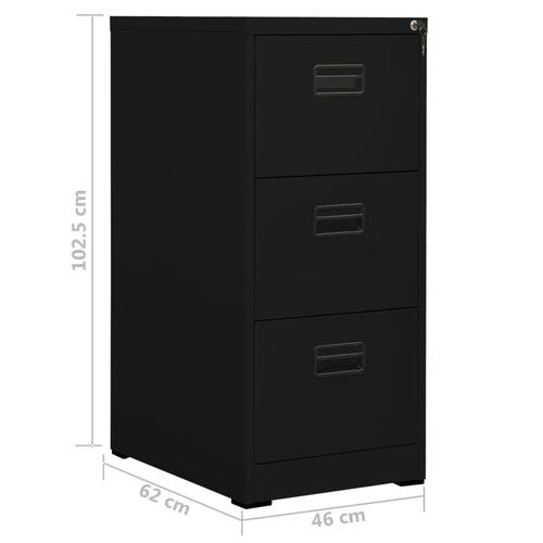 Arkivskab 46x62x102,5 cm stål sort