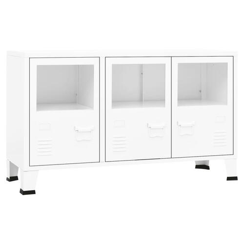 Skænk 105x35x62 cm metal og glas hvid