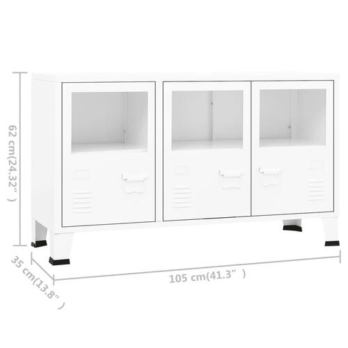 Skænk 105x35x62 cm metal og glas hvid