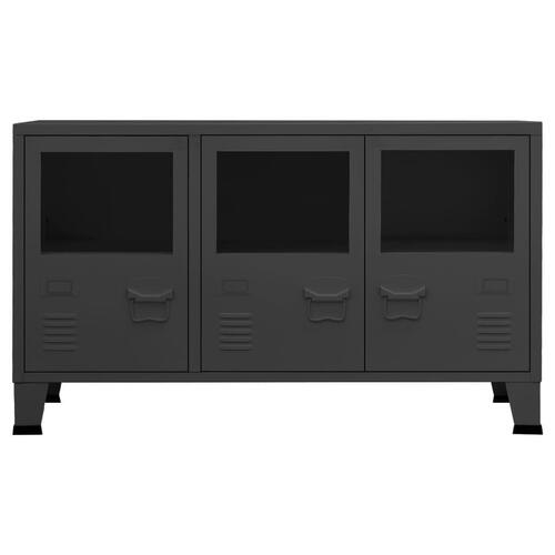 Skænk 105x35x62 cm metal og glas antracitgrå