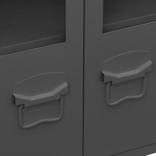 Skænk 105x35x62 cm metal og glas antracitgrå