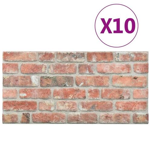 3D-vægpaneler 10 stk. EPS murstensdesign rød