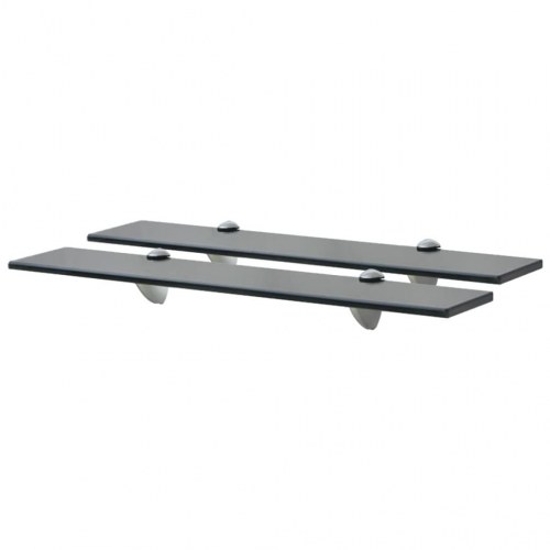 Svævehylde 2 stk. - sort glas 60 × 10 cm, 8 mm
