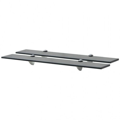 Svævehylder 2 stk. - 70 × 10 cm i sort hærdet glas, 8 mm