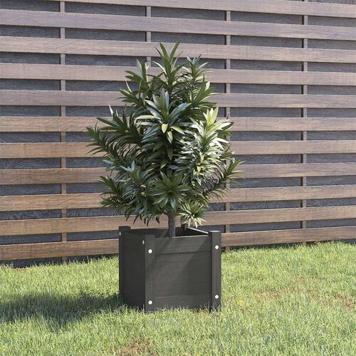 Plantekasse 31x31x31 cm massivt fyrretræ grå