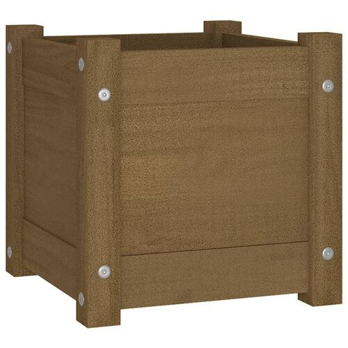Plantekasse 31x31x31 cm massivt fyrretræ gyldenbrun