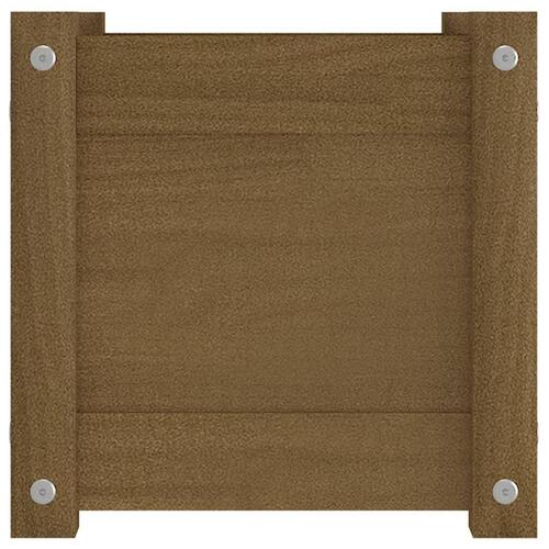Plantekasse 31x31x31 cm massivt fyrretræ gyldenbrun