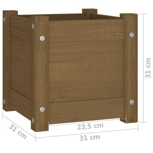 Plantekasse 31x31x31 cm massivt fyrretræ gyldenbrun