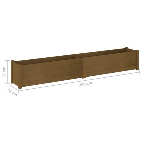 Plantekasser 2 stk. 200x31x31 cm massivt fyrretræ gyldenbrun