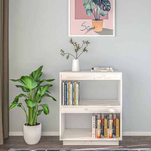 Bogreol 60x35x71 cm massivt fyrretræ hvid