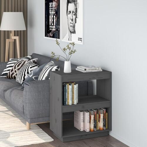 Bogreol 60x35x71 cm massivt fyrretræ grå