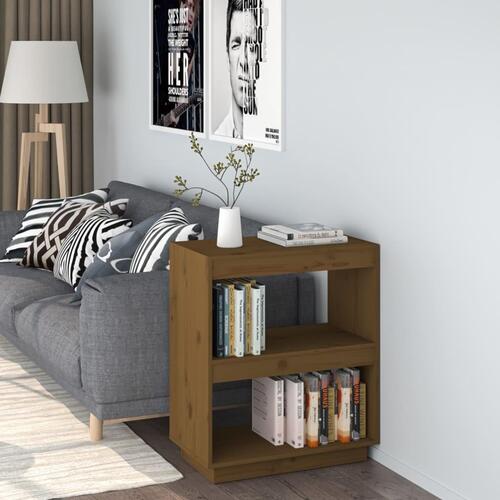 Bogreol 60x35x71 cm massivt fyrretræ gyldenbrun