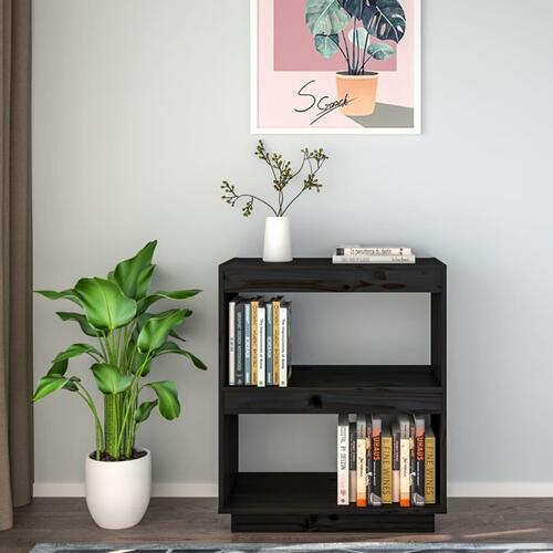 Bogreol 60x35x71 cm massivt fyrretræ sort