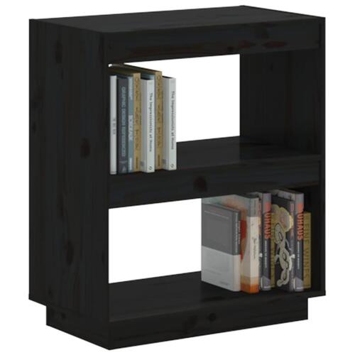 Bogreol 60x35x71 cm massivt fyrretræ sort