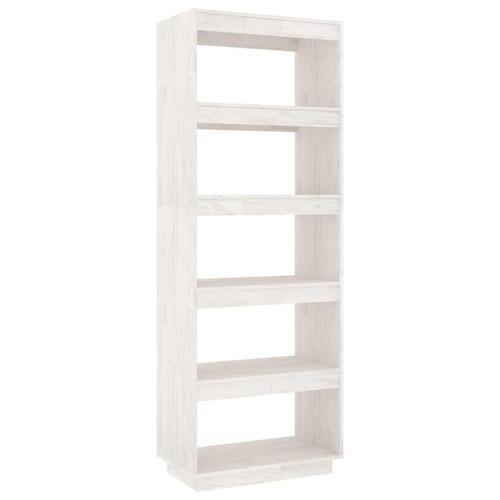 Bogreol/rumdeler 60x35x167 cm massivt fyrretræ hvid