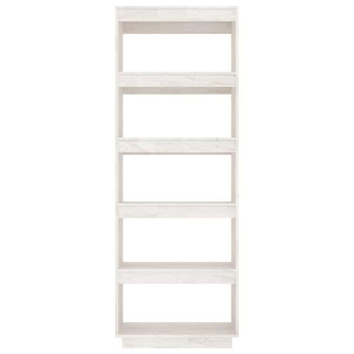 Bogreol/rumdeler 60x35x167 cm massivt fyrretræ hvid