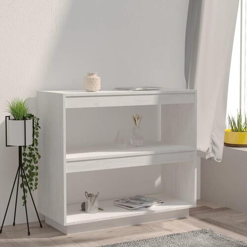 Bogreol 80x35x71 cm massivt fyrretræ hvid