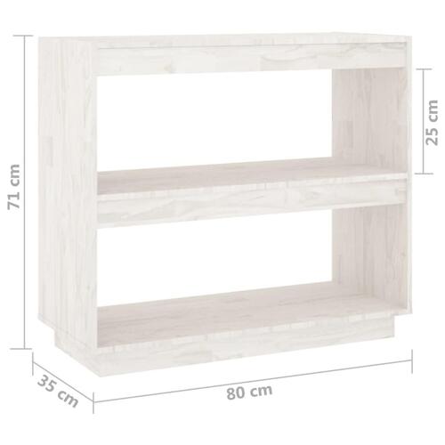 Bogreol 80x35x71 cm massivt fyrretræ hvid